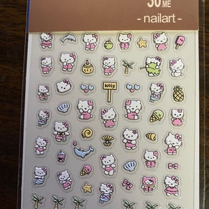 Set of 5D  Kitty Themed Nail Decals Nail Art Stickers