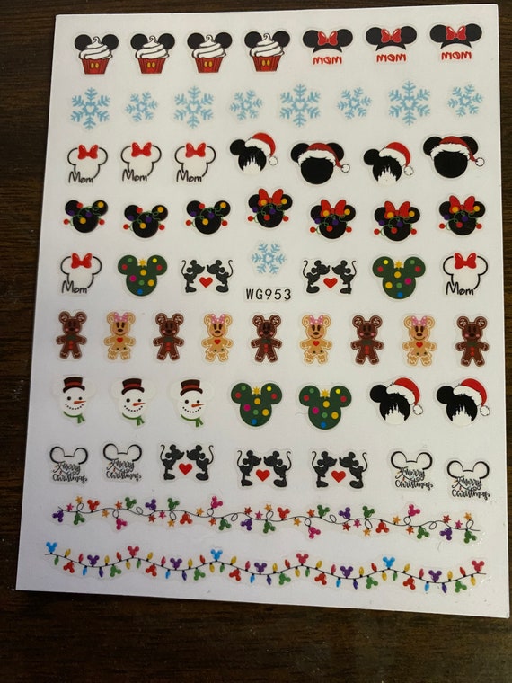 Set of 3D Mickey Mouse Themed Christmas Nail Decals Disney Nail Art Stickers