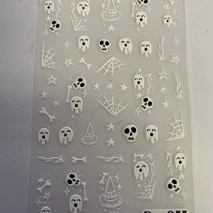 5D Halloween Nail Sticker, Embossed Nail Decal,Ghost- Pumpkin Nail Art Stickers, DIY Nails