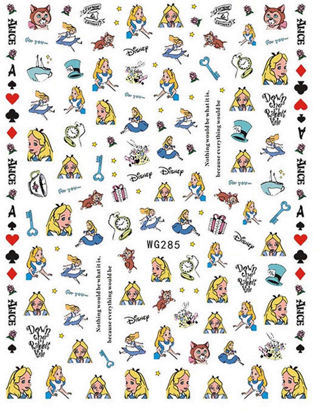 Set of 3D Alice in Wonderland Nail Decals Nail Art Stickers Etsy