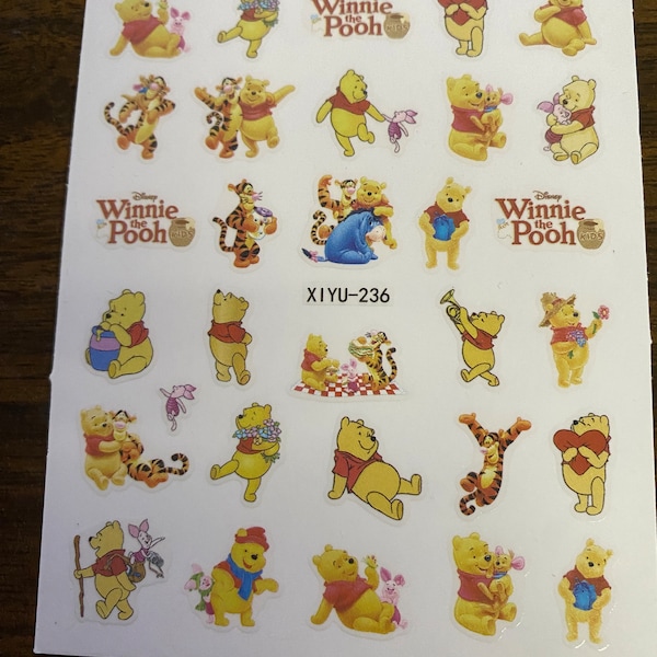 Set of  3D Pooh Bear Decals Nail Art Stickers