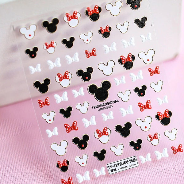 Set of 5D Embossed Mouse Nail Decals Mickey Mouse Nail Art Stickers