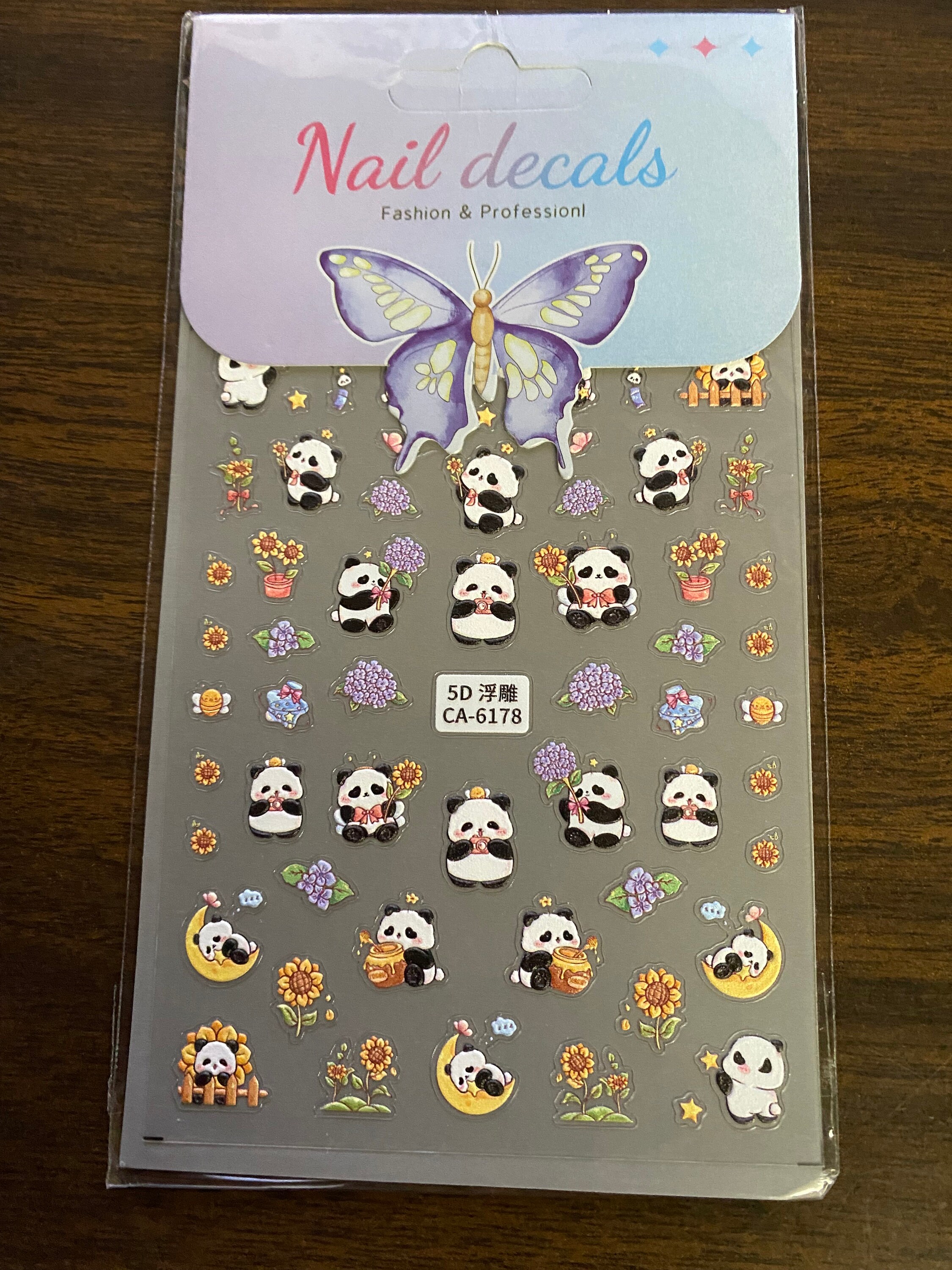 Set of 5D Embossed Nail Decals Panda Bear Nail Art Stickers - Etsy