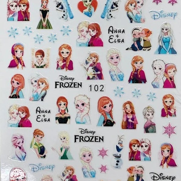 SALE!!  Set of 3D  Princess N ail Decals Elsa inspired Nail Art Stickers