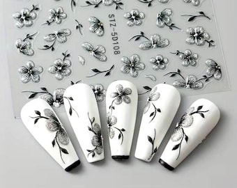 1 Sheet of 5D Embossed Flower Nail Decals Nail Art Stickers