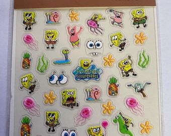 5D Character Nail Decals Sponge Themed Nail Art Stickers