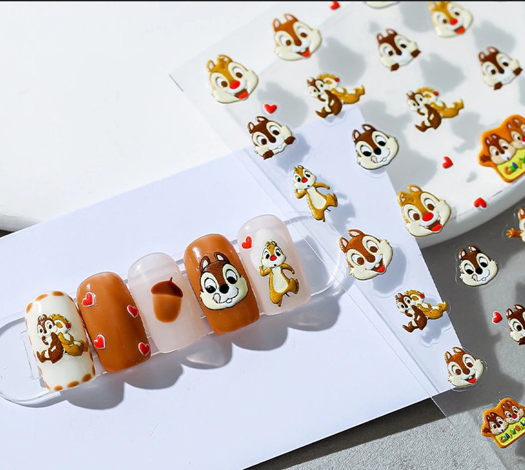 Set of 5D Embossed Chip & Dale Nail Decals Nail Art Stickers - Etsy