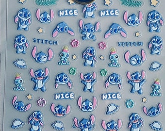 Set of 5D Embossed  Nail Decals Nail Character themed Art Stickers Themed