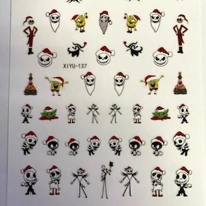 3D Christmas Nail Sticker,  Nail Decal,  Nail Art Stickers, Jack Themed DIY Nails