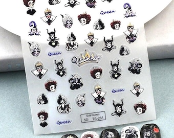 Set of Villain 5D Nail Decals Villain Halloween Nail Art Stickers