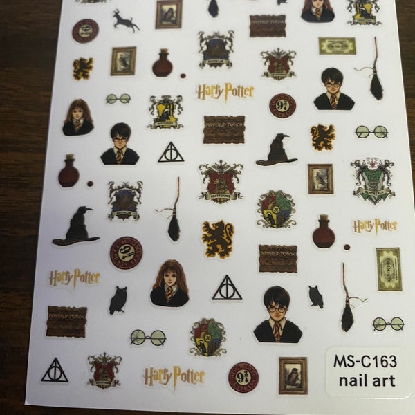 Set of 3D Character Harry Potter Themed  Nail Art Stickers  Nail Decals