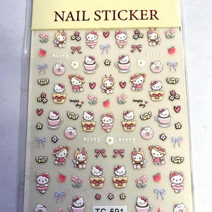 Set of 5D  Kitty Themed Nail Decals Nail Art Stickers