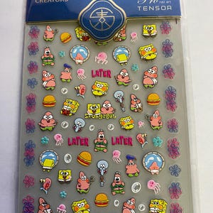 5D Nail Art Stickers, Character Theme nail stickers, Sponge Themed Cute Cartoon Nail Decals