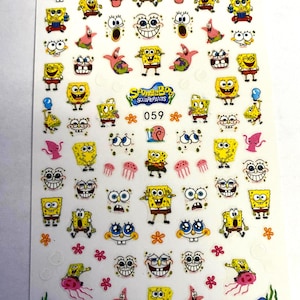 Set of 3D Nail Decals Character Sponge Themed Nail Art Stickers