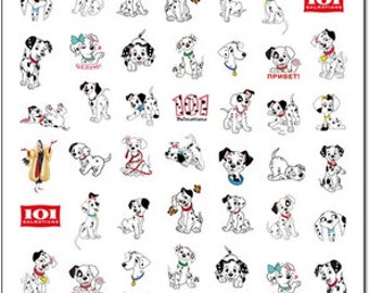 Set of Character Disney 101 Dalmatian Themed Water Nail Art Stickers  Nail Decals