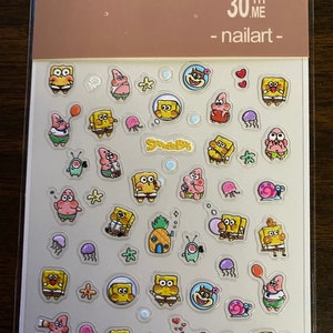 5D Nail Art Stickers, Character Theme nail stickers, Sponge Themed Cute Cartoon Nail Decals
