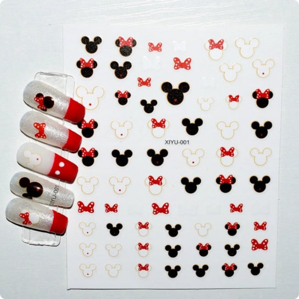 Set of 3D Nail Decals Mickey & Minnie Themed Nail Art Stickers