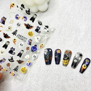 5D Halloween Nail Sticker, Embossed Nail Decal,  Nail Art Stickers, DIY Nails