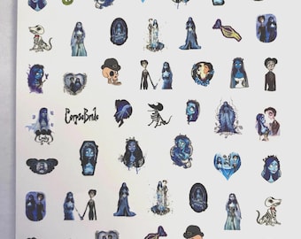 Set of  Nail Water Slide Decals Halloween Corpse Bride Themed Nail Art Stickers