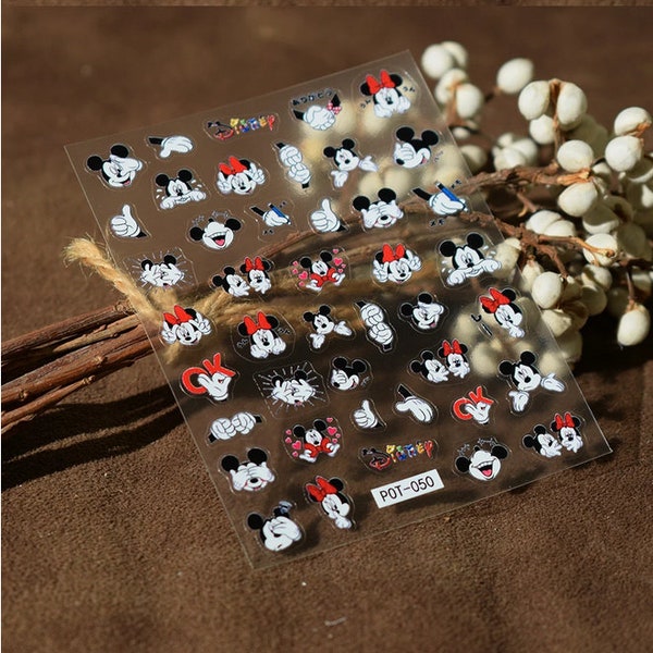 Set of 3D  Mouse Nail Decals Disney Themed Mickey & Minnie Mouse Nail Art Stickers