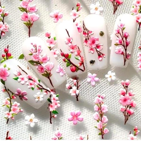 Set of 5D  Flower Nail Decals Nail Art Stickers