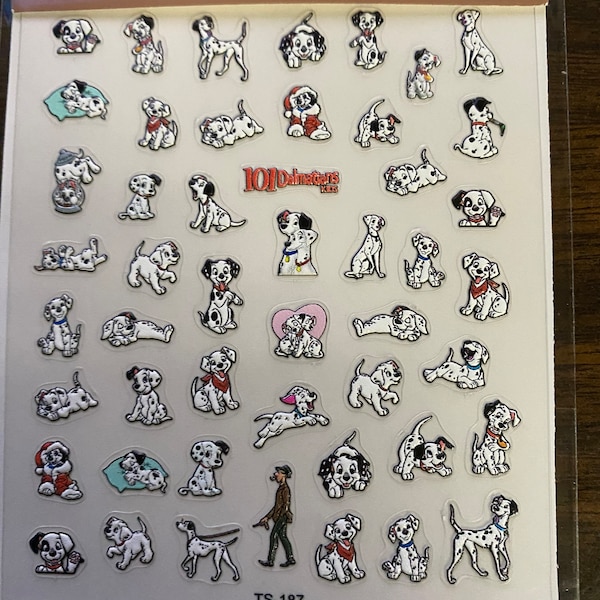 Set of 5D Embossed Nail Decals Disney 101 Dalmatians Themed Nail Art Stickers