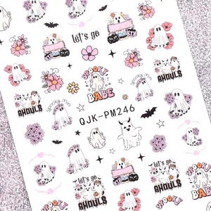 3D Halloween Nail Sticker Nail Decal, Ghost themed Nail Art Stickers, DIY Nails