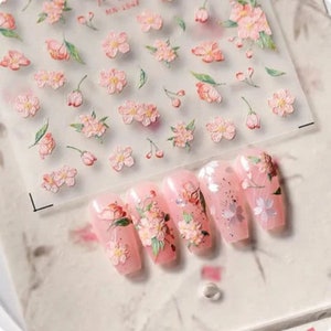 Set of 5D Embossed Flower Nail Decals Nail Art Stickers