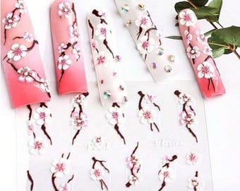 Set of 5D  Flower Nail Decals Nail Art Stickers