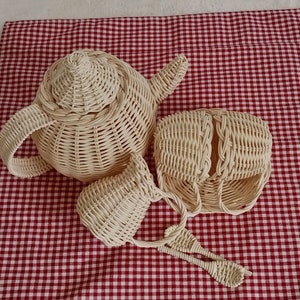 Handmade Rattan Tea Party PlaySet, Special Tea Set Toy for Toddlers, Unique Christmas Gift for Girls, Toy Tea Party, Montessori Toy.