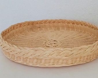 Handmade Round Rattan Tray | Bohemian Style Serving Tray | Natural Fiber Decor | Minimalist Home Accent