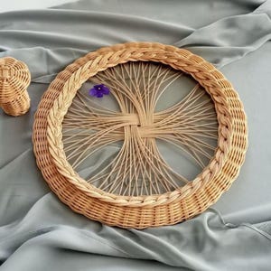 Handmade Rattan and Glass Combination Stylish Tray - Handmade Wicker Tray - Perfect for Mother&#39;s Day Gift - - Decorative Coffee Tray