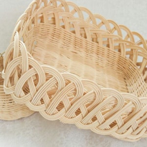 Handmade Wicker Decorative Basket - Boho Home Decor, Natural Rattan Basket - Handwoven Decorative Accent, Rustic Housewarming Gift.