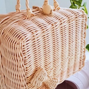 Cute Straw Bag for Kids, Handmade Stylish Rattan Bag, Boho Bohemian Baby Room Decor, Pretend Play for Toddlers, Birthday Gift for Girls,