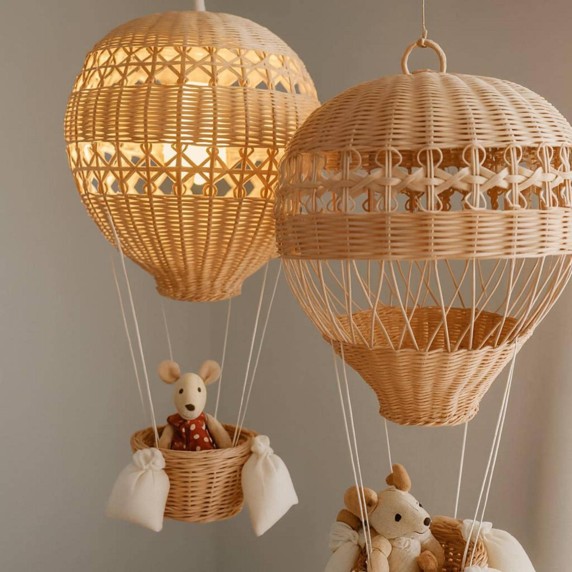 Hot Air Balloon Nursery Decor | Boho Hanging Wicker Wall Decor - Etsy