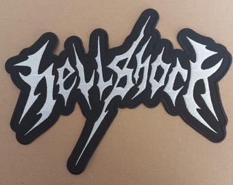 Hellshock, logo, embroidered backpatch, punk, merch, stenchcore, metal, crust