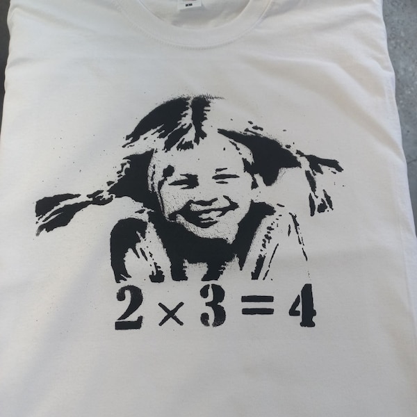 2x3 = 4 (Pippi), custom t-shirt, white, fun