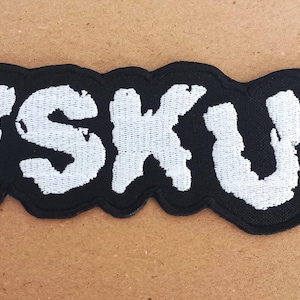 Avskum, logo, toppa ricamata, punk, metallo, crosta, sagomato