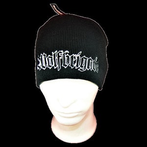 WOLFBRIGADE, beanie, crust, punk, embroidered logo, black, white