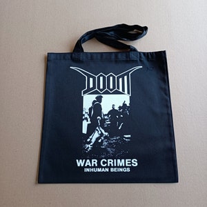 DOOM - War Crimes Cotton Tote Bag - Hand Made