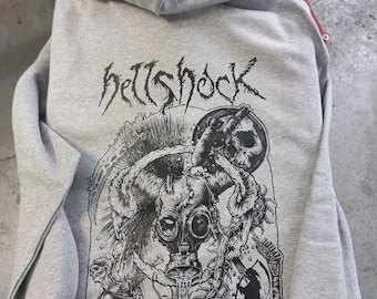 Hellshock - PDX, merch, zipper hoodie, gray
