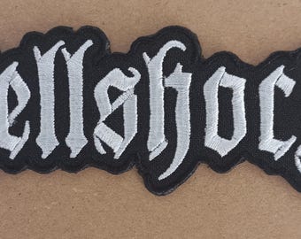 Hellshock - logo, embroidered backpatch, punk, merch, crust, metal, stenchcore