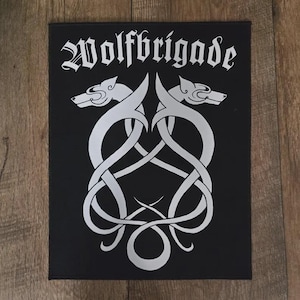 Wolfbrigade - Celtic Wolves, shaped backpatch, punk, merch, crust, sludge, d-beat, metal
