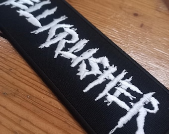 Hellkrusher, logo, embroidered patch, punk, metal, crust, shaped, UK