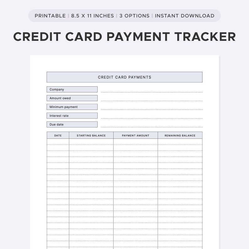Printable Credit Card Payment Tracker Printable Debt Tracker Blue Pink Printable Credit Card Payment Tracker Printable Debt Tracker Blue Pink
