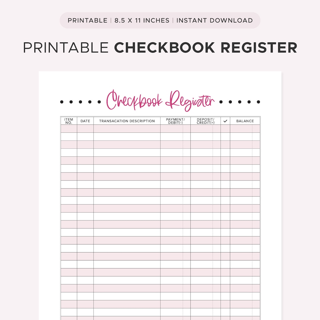 Printable Checkbook Register | Cute Checkbook Register | Printable ...