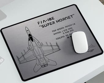 F 18 Super Hornet Mouse Pad | USAF Fighter Jet Desk Mat | Pilot Gifts | Military Aircraft Gift for Pilots, Flight Simulator, Aviation Lovers