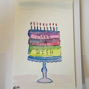 Cartão de aniversário em aquarela