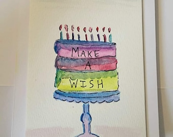 Tarjeta de cumpleaños en acuarela