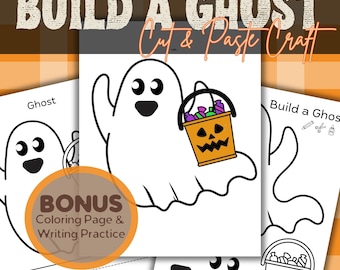 Build a Ghost Kids Craft, Halloween Cut and Paste Craft for Kids, Homeschool or Classroom Halloween Craft